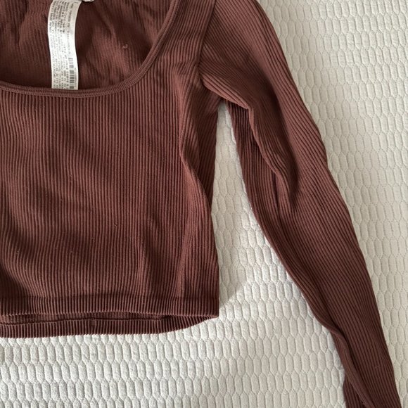 Zara Brown Long Sleeve Crop Top - Picture 3 of 5